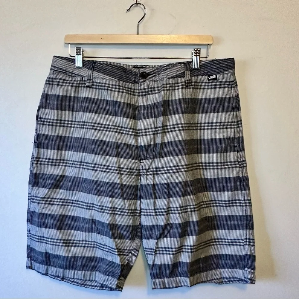 Mens Gray and Black Striped Vans Shorts - Picture 1 of 4